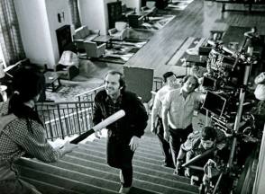 A behind the scene photo of the horror movie The Shining - Behind the Scenes photos