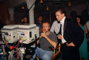 James Cameron with Leonardo DiCaprio - Behind the Scenes photos